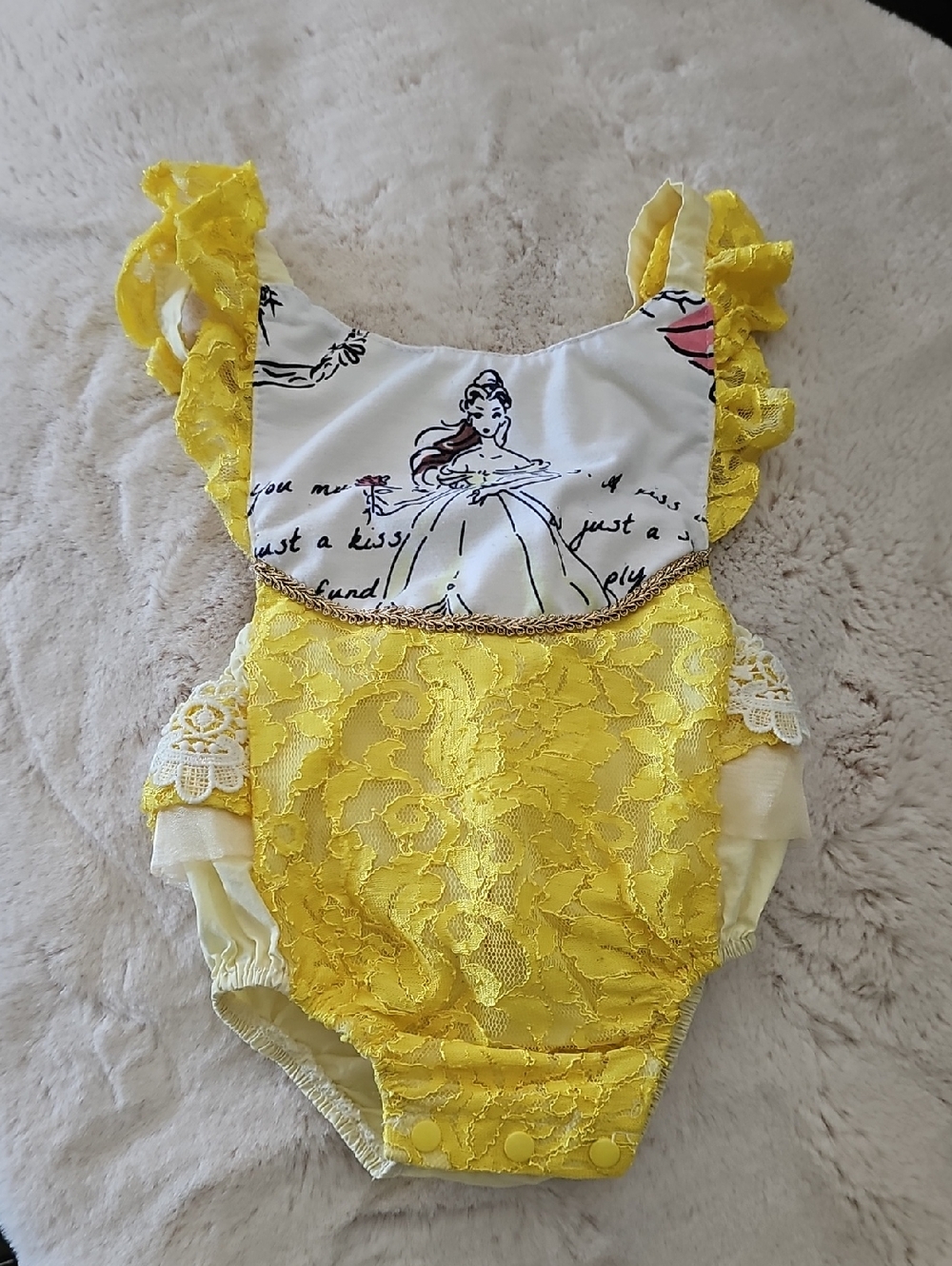 Dinsney Princess Belle Yellow Lace Toddler One-Piece